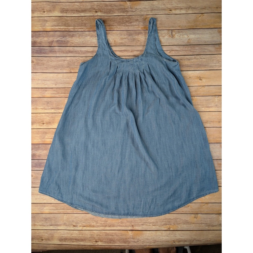 Gap Chambray Sundress Womens M Blue Cottagecore Pleated Prairie Denim